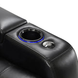 Pavillion II 2-piece Top Grain Leather Power Reclining Home Theatre Seating, Black