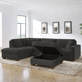 Thomasville Miles 3-piece Left-hand Facing Fabric Sectional with Storage Ottoman