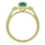 Cushion Cut Lab Created Emerald and Diamond Ring (0.16 ctw)