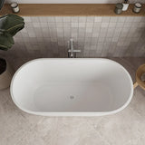Streamline 59 in. Freestanding Bathtub with Expandable Bamboo Bathtub Caddy