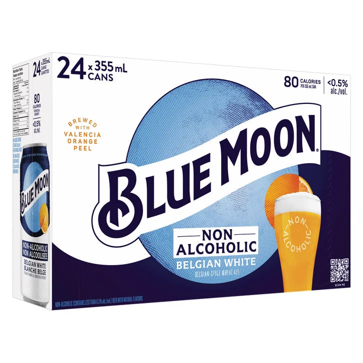 Blue Moon Non-Alcoholic Belgian White Style Wheat Ale, 355 mL 24-pack