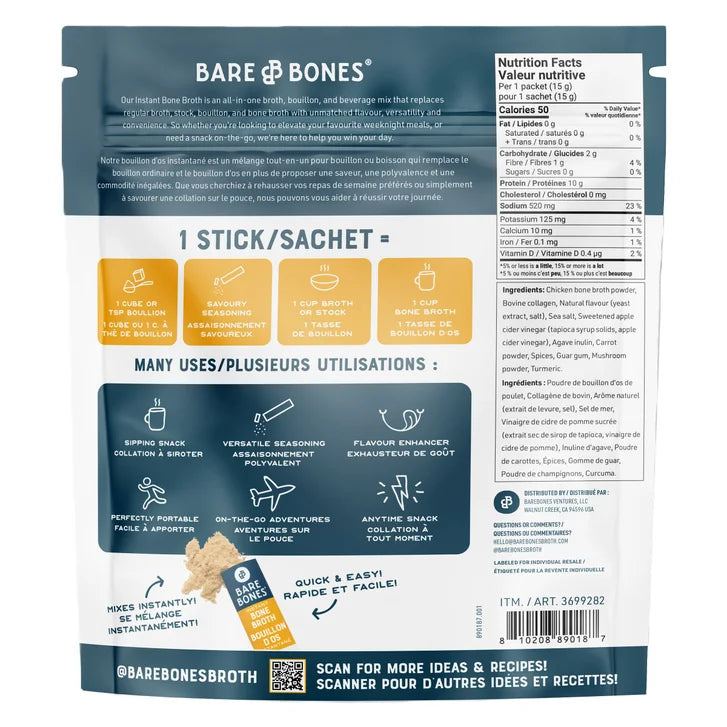 Barebones Instant Chicken Bone Broth, 20 × 15 g