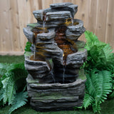 Multilevel Rock Fountain with LED Lights