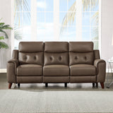 Prospera Home Malibu Modern Top Grain Leather Power Reclining Sofa with Power Headrest