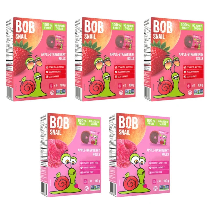 Bob Snail - Fruit Roll Variety Pack, 5 × 100 g