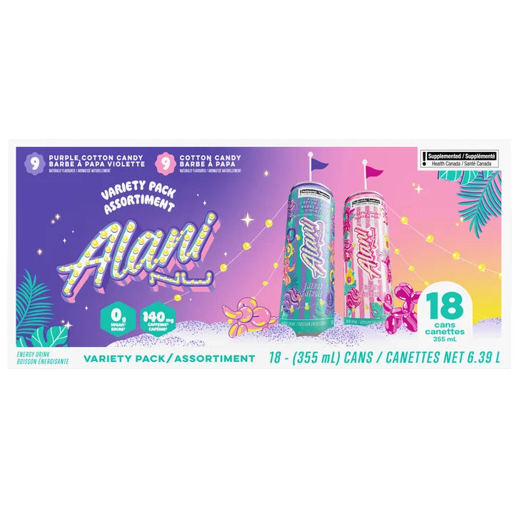 Alani Nu Energy Drink Cotton Candy, 355 mL 18-pack