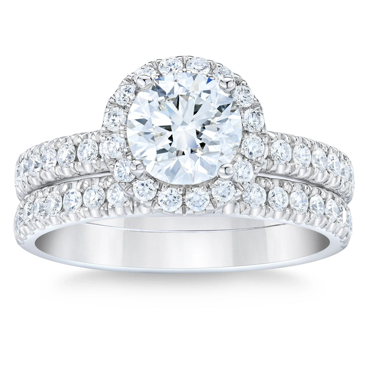 2.33 ctw Round Brilliant Cut, Clarity VS1, Colour H, Diamond Wedding Set