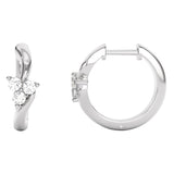 Round Brilliant Diamond Three Stone Hoop Earrings (0.20 ctw)