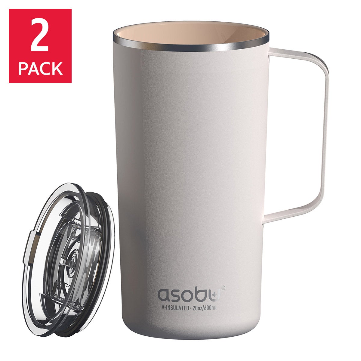 Asobu Ceramic 590 ml (20 oz) Mug, 2-pack