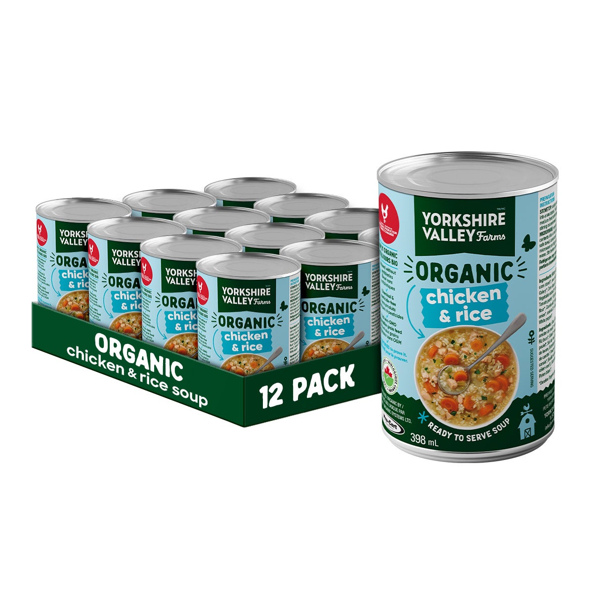 Yorkshire Valley Farms Organic Chicken & Brown Rice Soup, 12 x 398 mL
