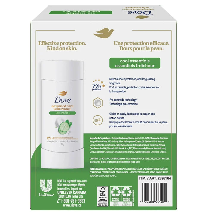 Dove Advanced Care Antiperspirant, 4-pack