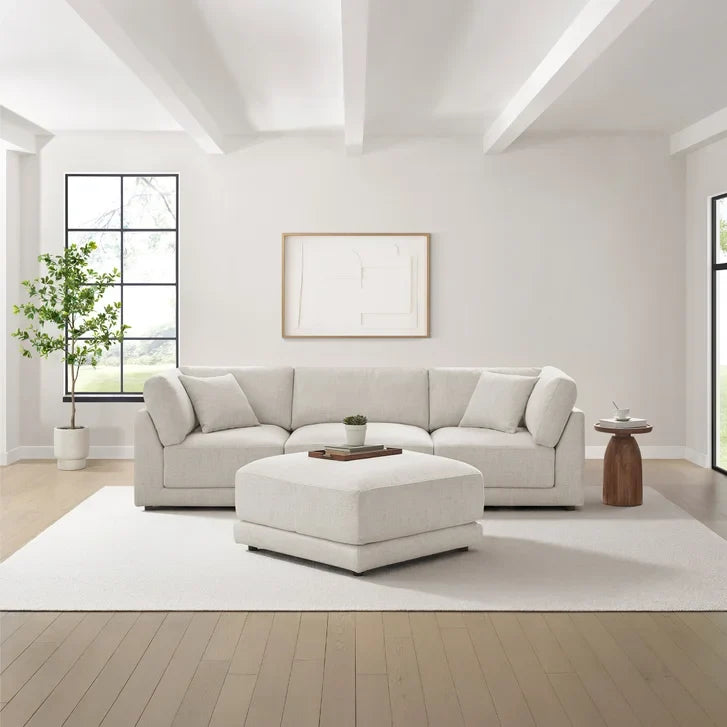 Aiden & Ivy Dayna 4-piece Modular Fabric Sofa with Ottoman
