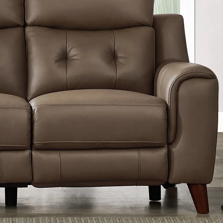 Prospera Home Malibu Modern Top Grain Leather Power Reclining Sofa with Power Headrest