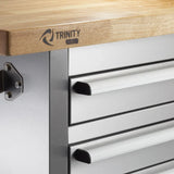 Trinity 72 in. Stainless-steel Rolling Workbench with Pegboard