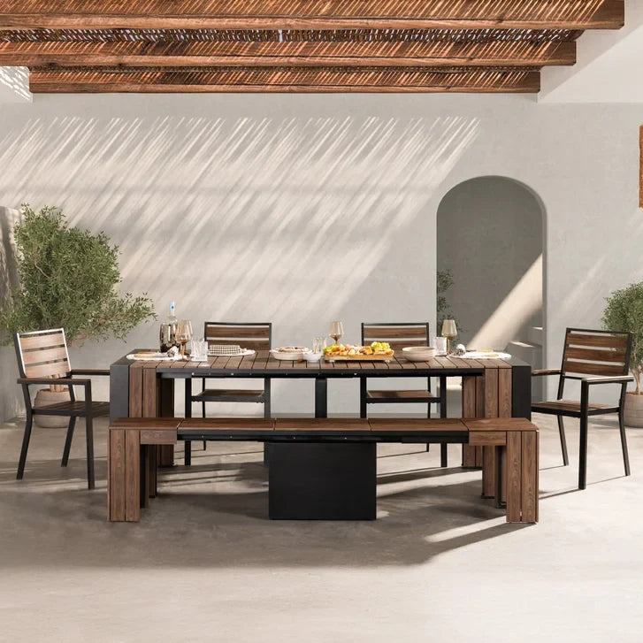 Transformer Table Extendable Outdoor Patio Dining Set
