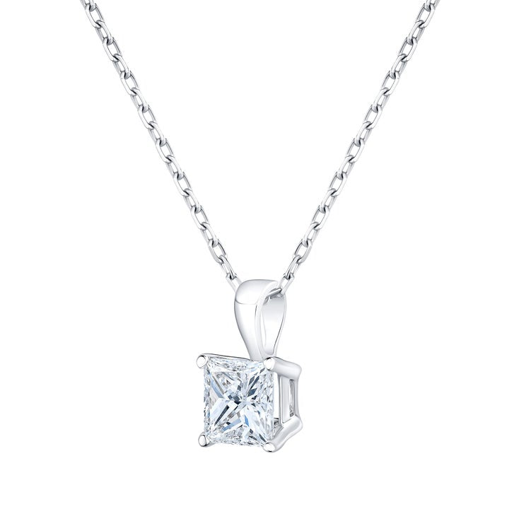 Princess Cut Diamond Solitaire Pendant (0.90 ct)