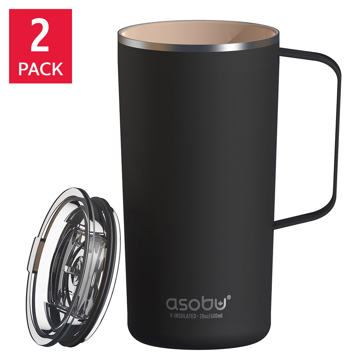 Asobu Ceramic 590 ml (20 oz) Mug, 2-pack