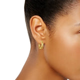 High Polish Double Row Hoop Earrings in Yellow Gold