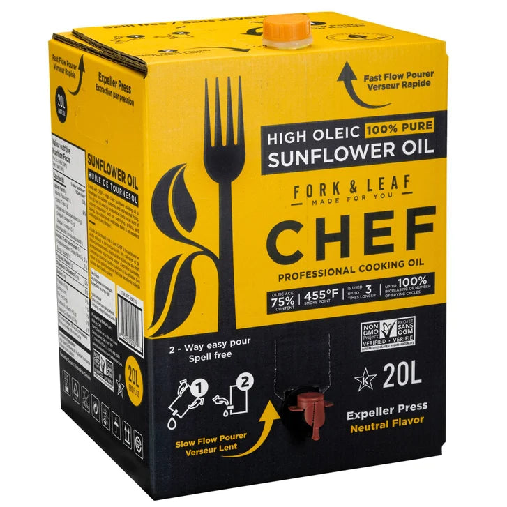 Fork & Leaf High Oleic 100% Pure Sunflower Oil, 20 L