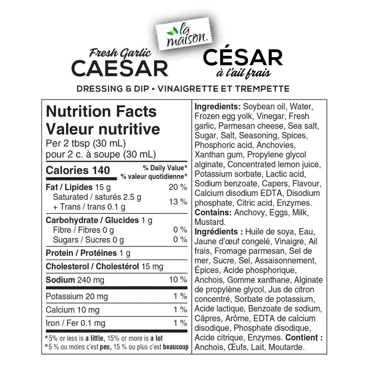 La Maison Fresh Garlic Caesar Dressing, 1.4 L