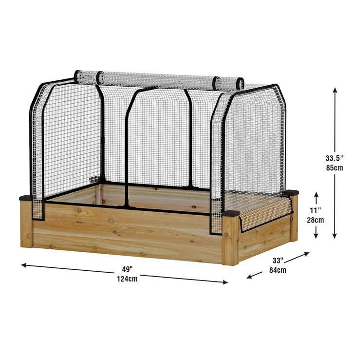 CedarCraft Cedar Raised Garden Bed 33" x 49" x 11" + Greenhouse Cover